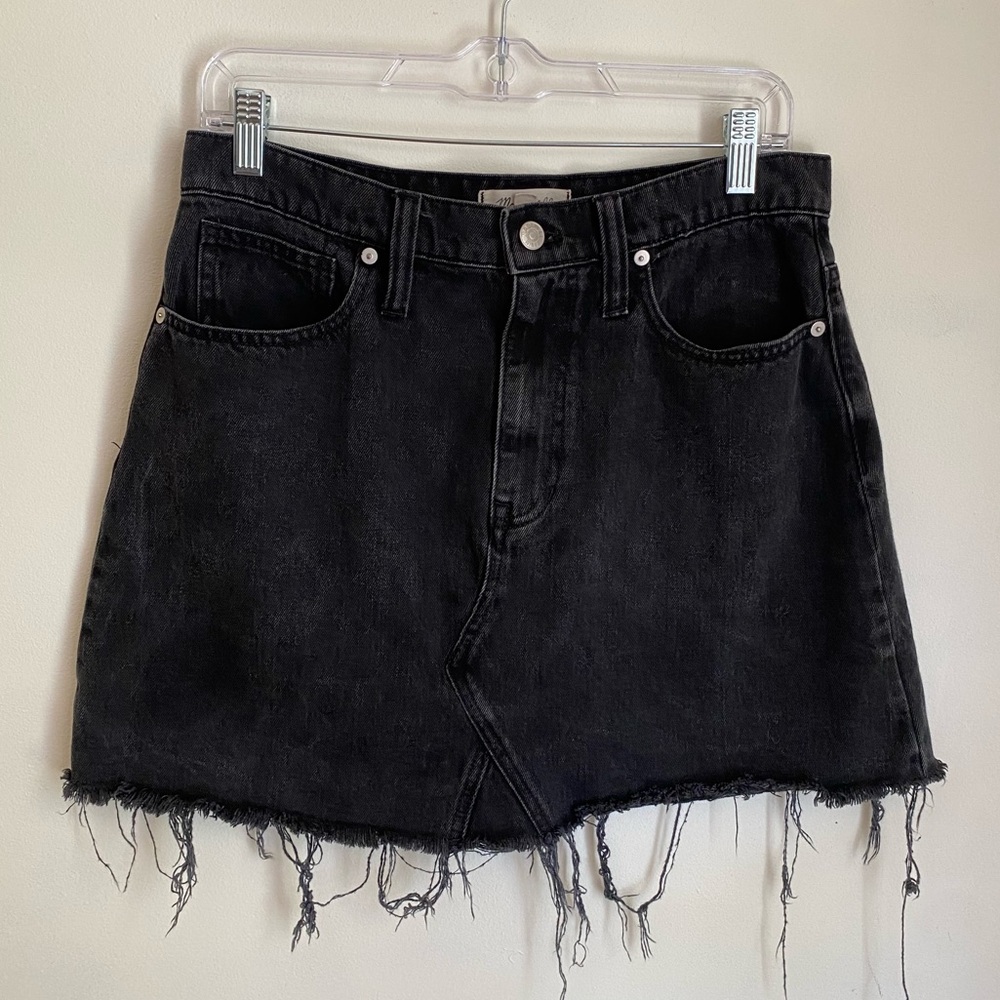 Faded Black Distressed Mini Skirt